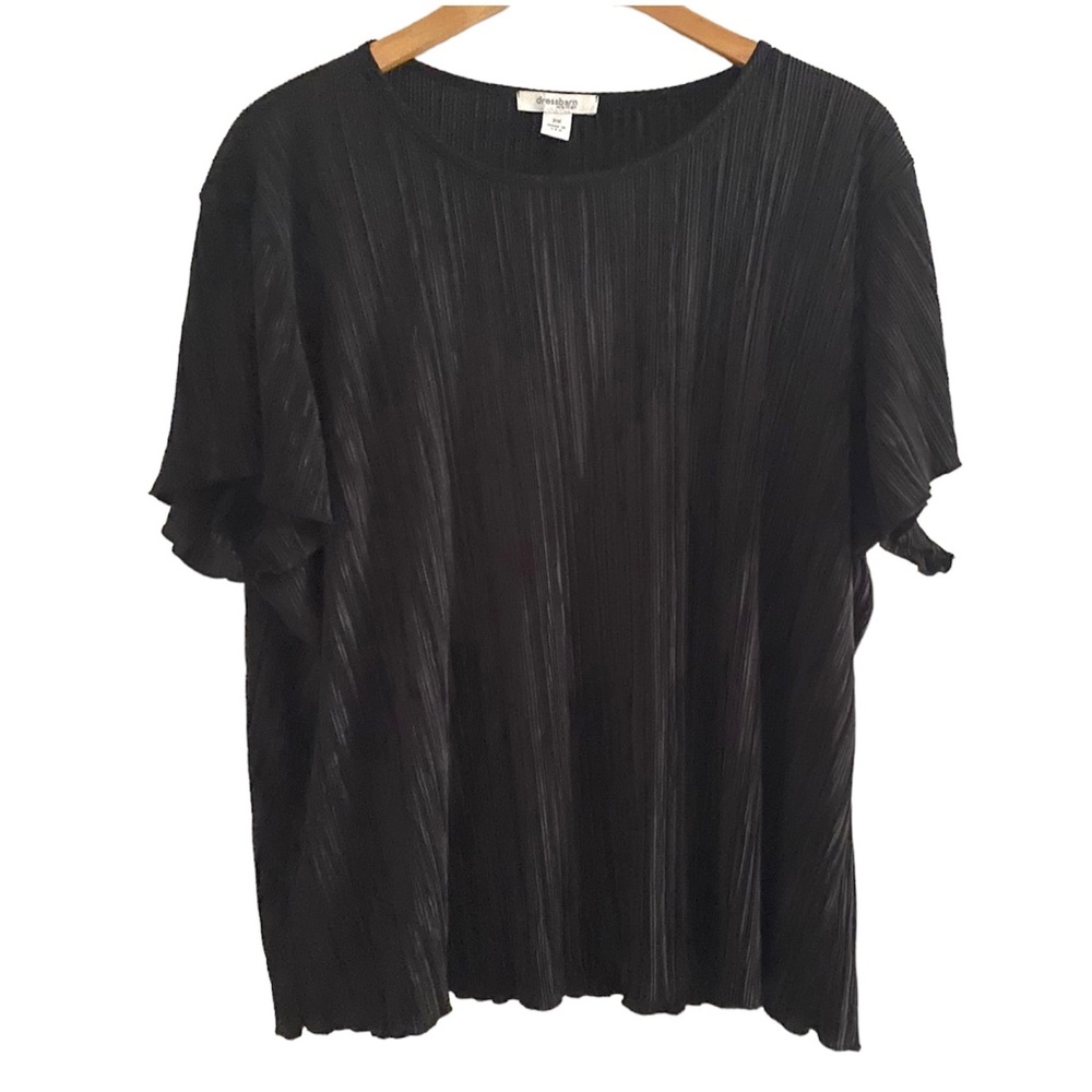 Dress Barn Black Crinkle Fabric Blouse